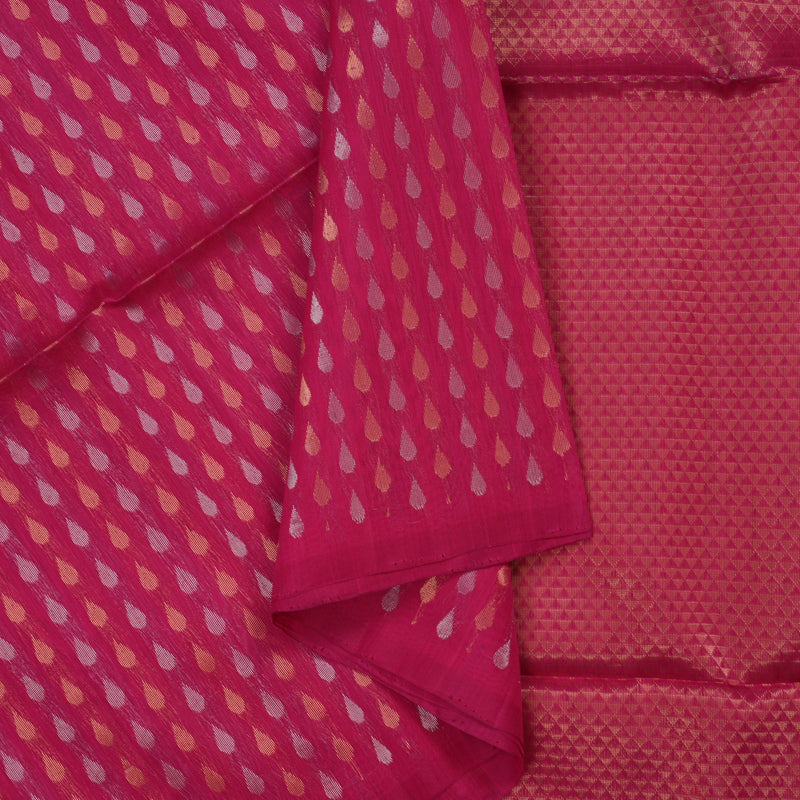 Hayagrivas Deep Pink Pure Kora Silk Cotton Saree KBE1485J6-2