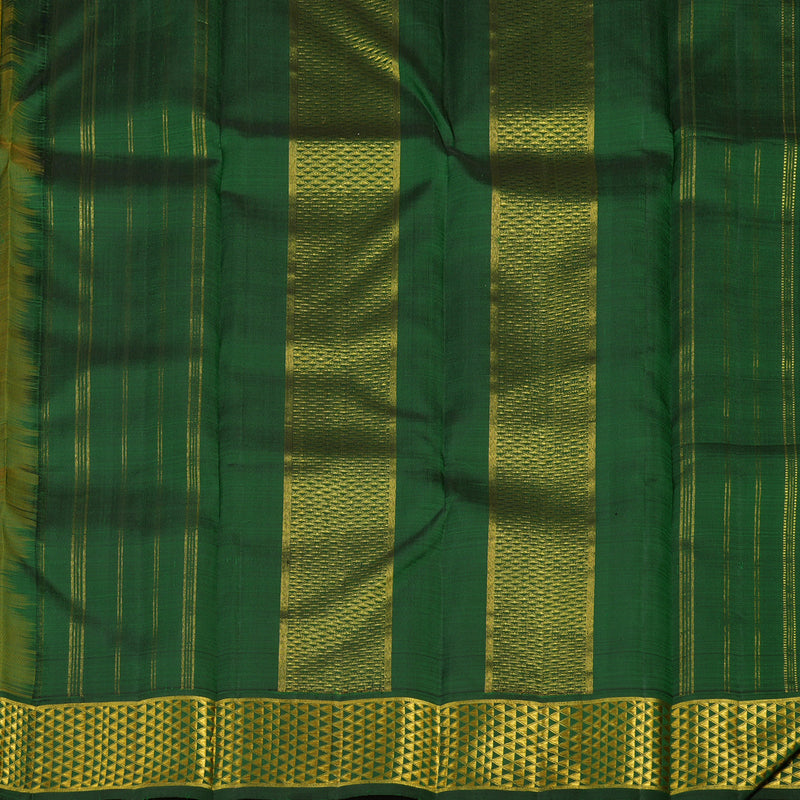Hayagrivas Handloom Tumeric Yellow Kanjivaram Silk Saree with Karum Pachai Border KBE1486J4-2
