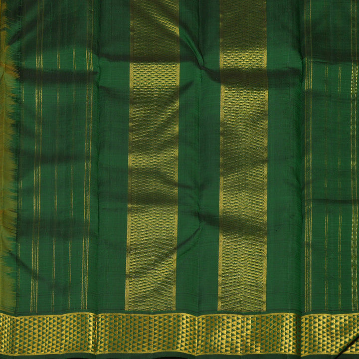 Hayagrivas Handloom Tumeric Yellow Kanjivaram Silk Saree with Karum Pachai Border KBE1486J4-2