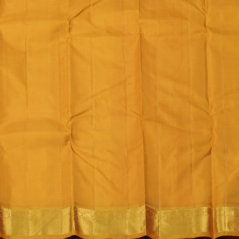 Hayagrivas Handloom Half White Kanjivaram Silk Saree with Mustard border KBE1486J5-1