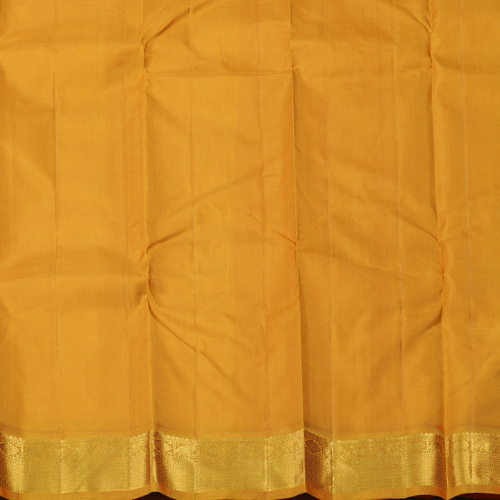 Hayagrivas Handloom Half White Kanjivaram Silk Saree with Mustard border KBE1486J5-1