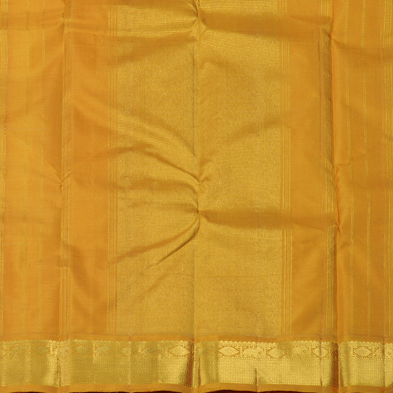 Hayagrivas Handloom Half White Kanjivaram Silk Saree with Mustard border KBE1486J5-1