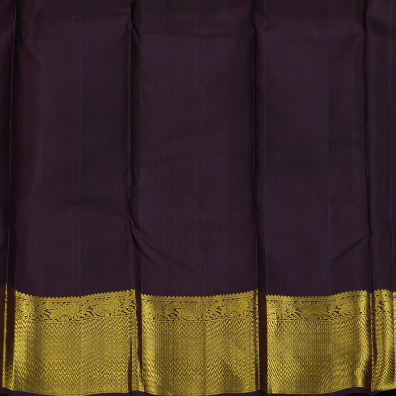 Hayagrivas Handloom Mango Yellow Kanjivaram Silk Saree with Deep Plum Purple border KBE148D2-1