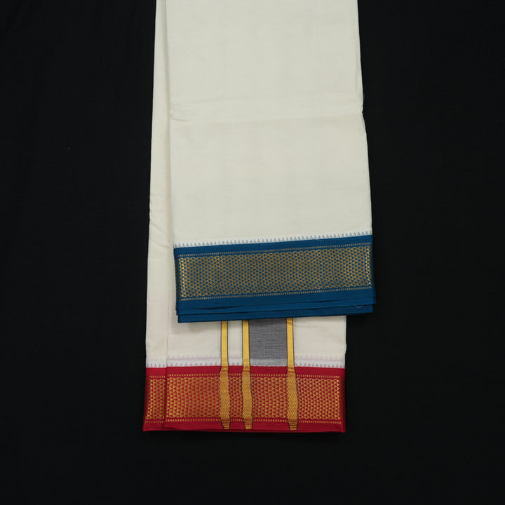 Hayagrivas Pure Cotton Dhoti 9*5 with Ganga Jamuna border KBE1491J1-1
