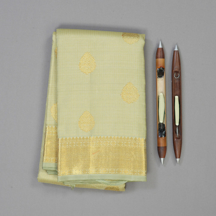 Hayagrivas Handloom Light Elaichi Green Kanjivaram Silk Saree KBE1494J1-1