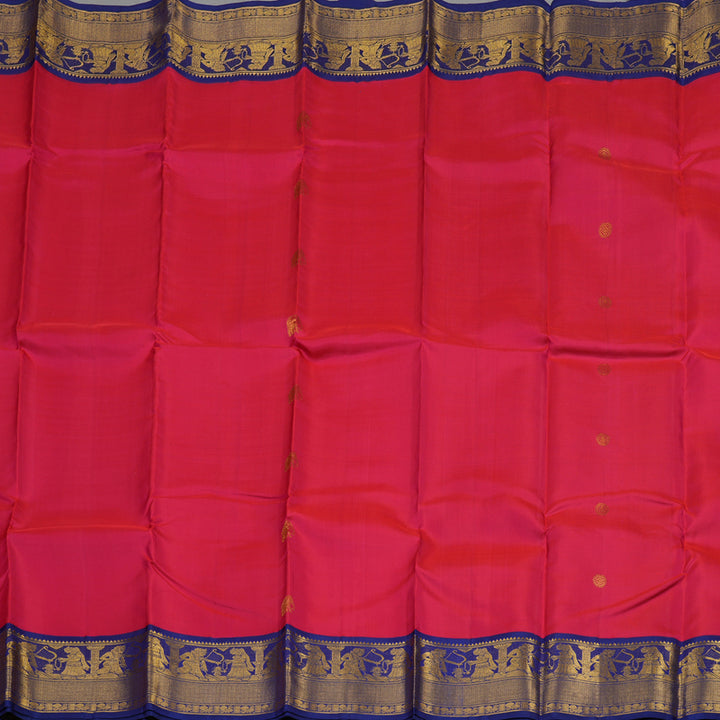 Hayagrivas Handloom Pink Kanjivaram Silk Saree with Navy Blue Border KBE1495J2-1
