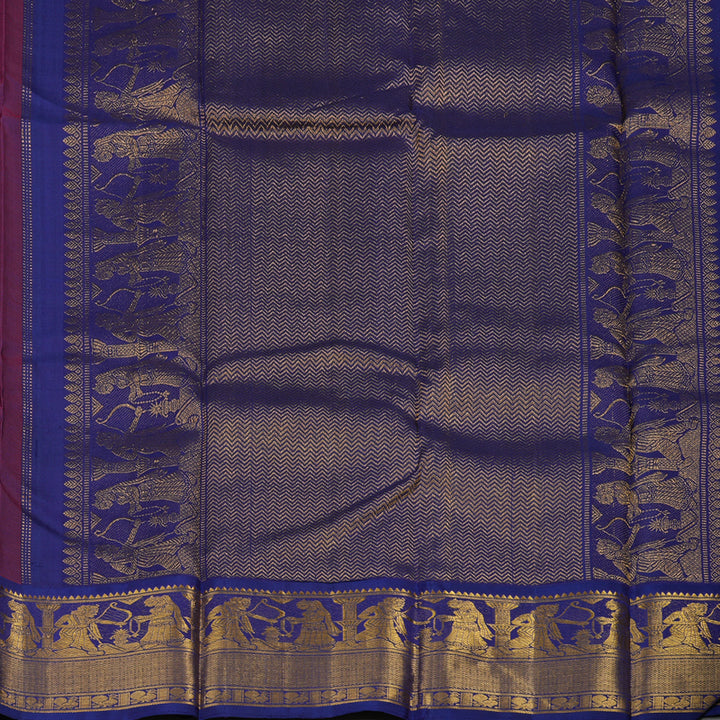 Hayagrivas Handloom Pink Kanjivaram Silk Saree with Navy Blue Border KBE1495J2-1