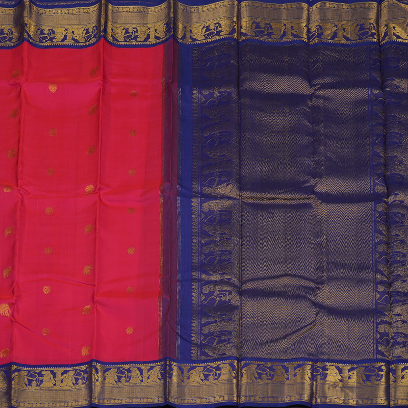 Hayagrivas Handloom Pink Kanjivaram Silk Saree with Navy Blue Border KBE1495J2-1