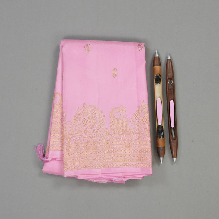 Hayagrivas Handloom Rose Pink Kanjivaram Silk Saree KBE149D1-1