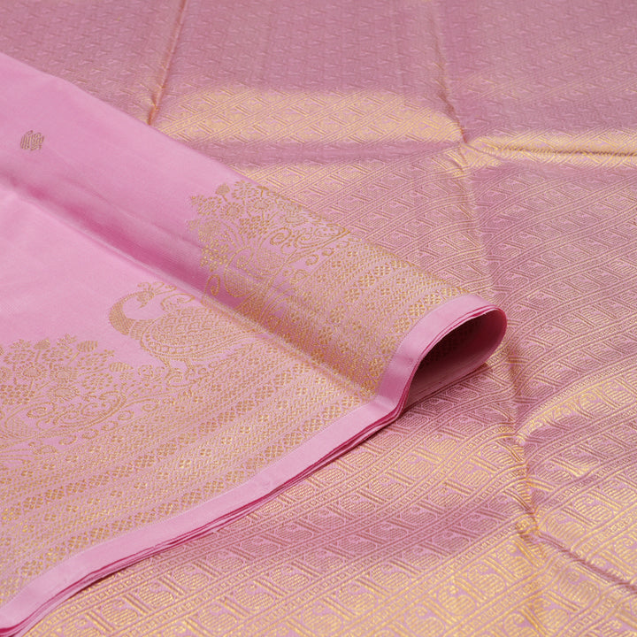 Hayagrivas Handloom Rose Pink Kanjivaram Silk Saree KBE149D1-1