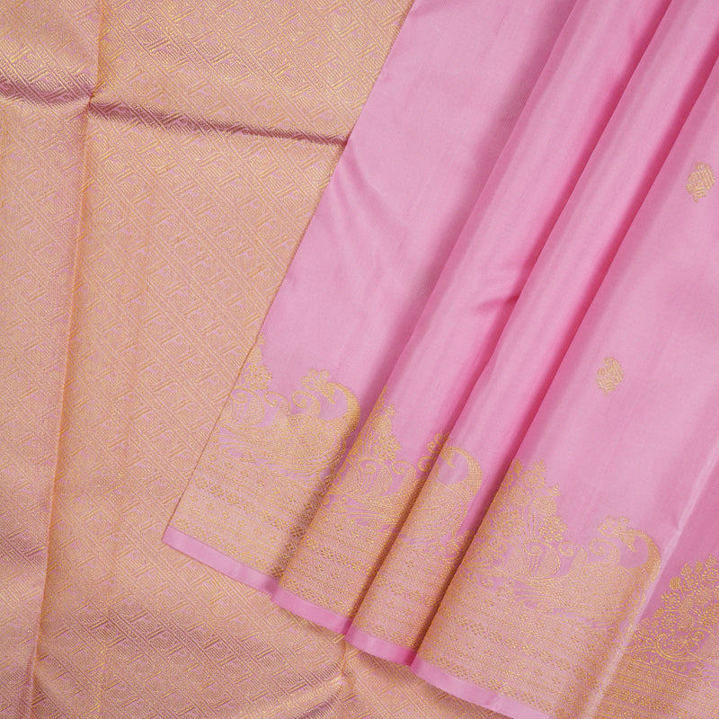 Hayagrivas Handloom Rose Pink Kanjivaram Silk Saree KBE149D1-1