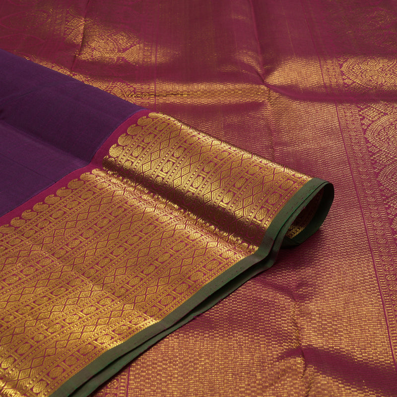 Hayagrivas Handloom Purple Kanjivaram Silk Saree with Maroon Border KBE14D11-3