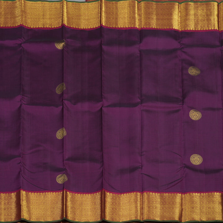 Hayagrivas Handloom Purple Kanjivaram Silk Saree with Maroon Border KBE14D11-3