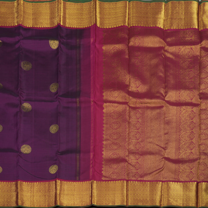 Hayagrivas Handloom Purple Kanjivaram Silk Saree with Maroon Border KBE14D11-3