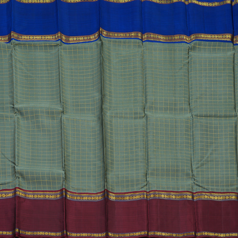 Hayagrivas Handloom Cement Green Kanjivaram Silk Saree with Ganga Jamuna Border KBE14D4-1