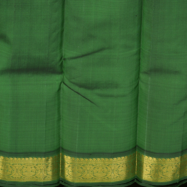 Hayagrivas Handloom Khaki Brown Kanjivaram Silk Saree with Mehandi Green Border KBE14D5-6