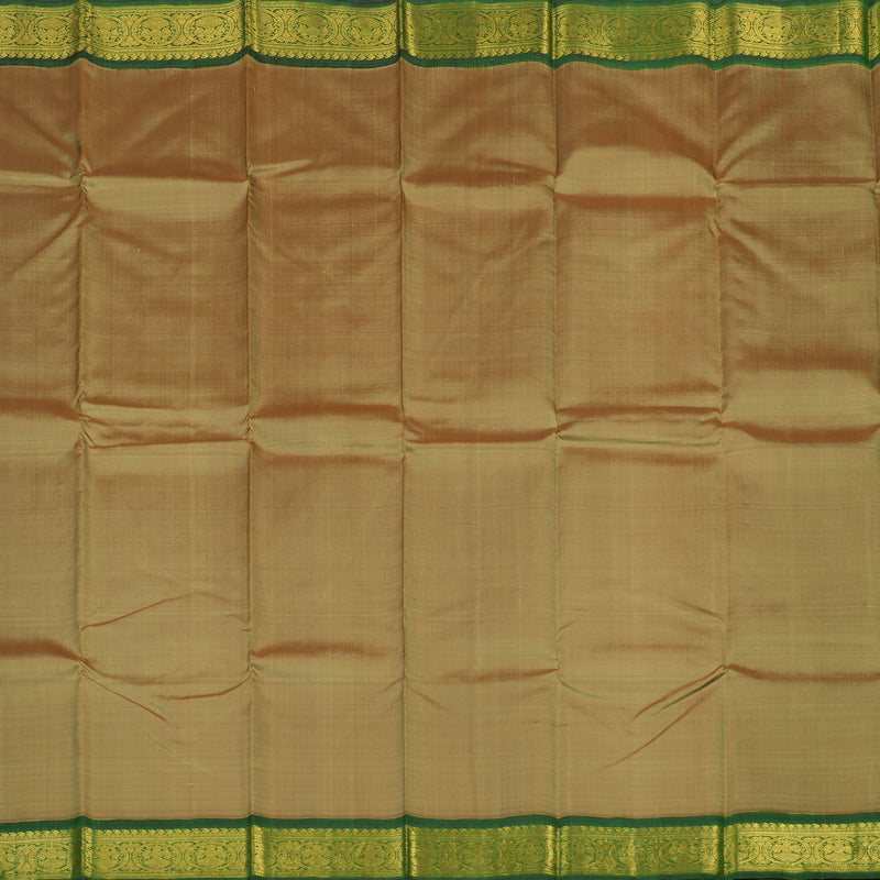 Hayagrivas Handloom Khaki Brown Kanjivaram Silk Saree with Mehandi Green Border KBE14D5-6