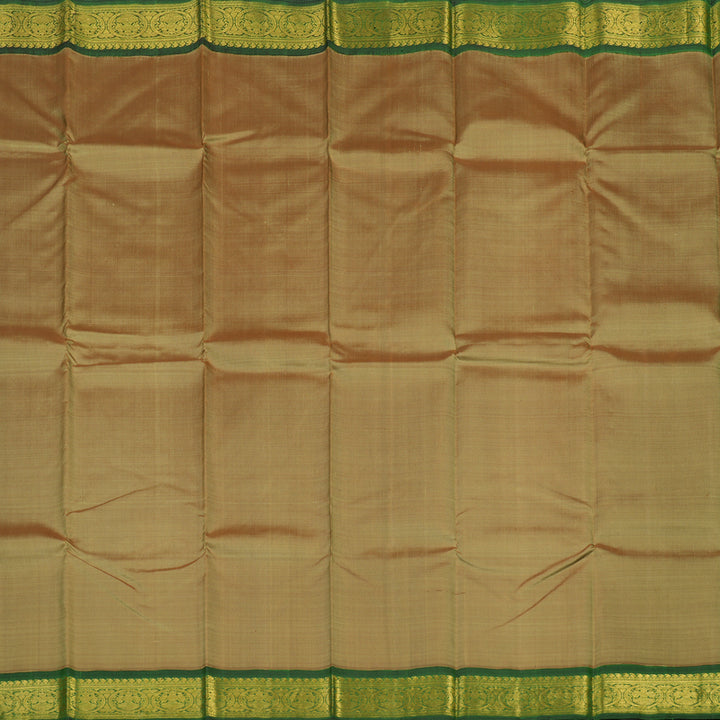Hayagrivas Handloom Khaki Brown Kanjivaram Silk Saree with Mehandi Green Border KBE14D5-6