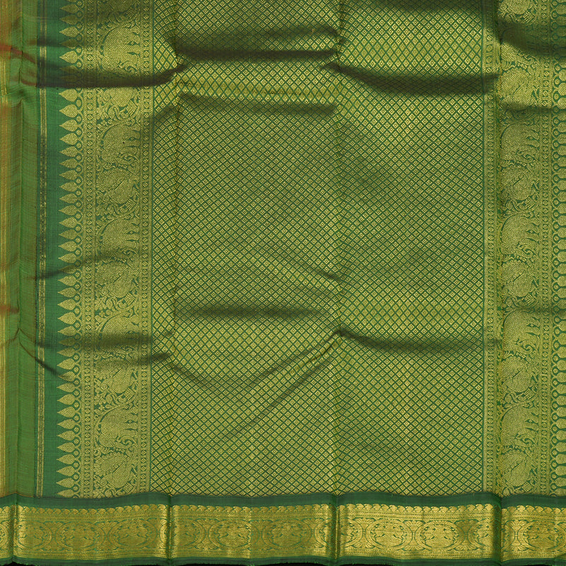 Hayagrivas Handloom Khaki Brown Kanjivaram Silk Saree with Mehandi Green Border KBE14D5-6