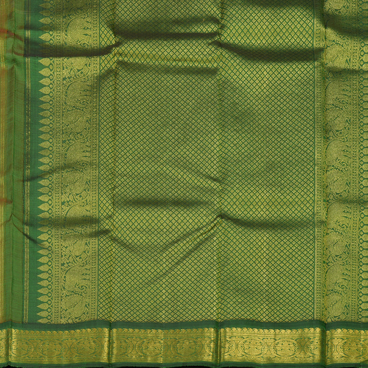 Hayagrivas Handloom Khaki Brown Kanjivaram Silk Saree with Mehandi Green Border KBE14D5-6