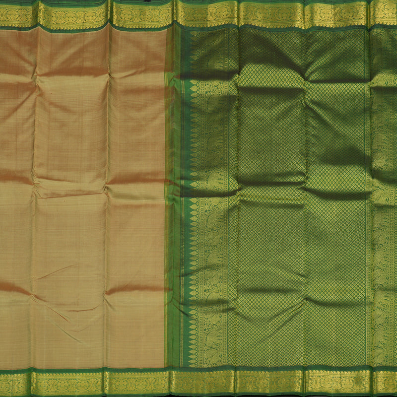 Hayagrivas Handloom Khaki Brown Kanjivaram Silk Saree with Mehandi Green Border KBE14D5-6