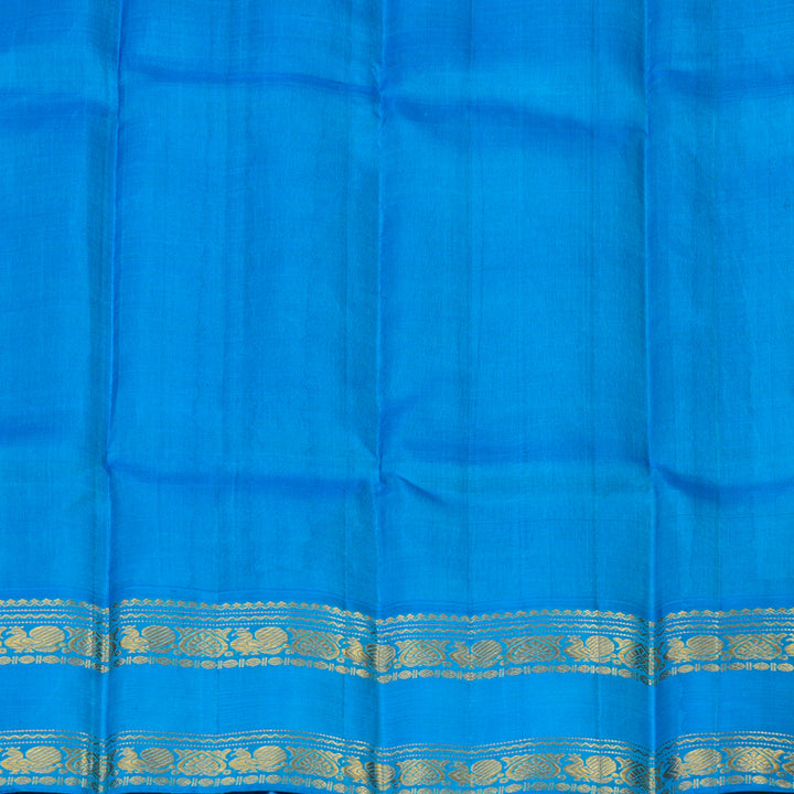 Hayagrivas Handloom Black Kanjivaram Silk Saree with Aqua Blue Border KBE14D8-2