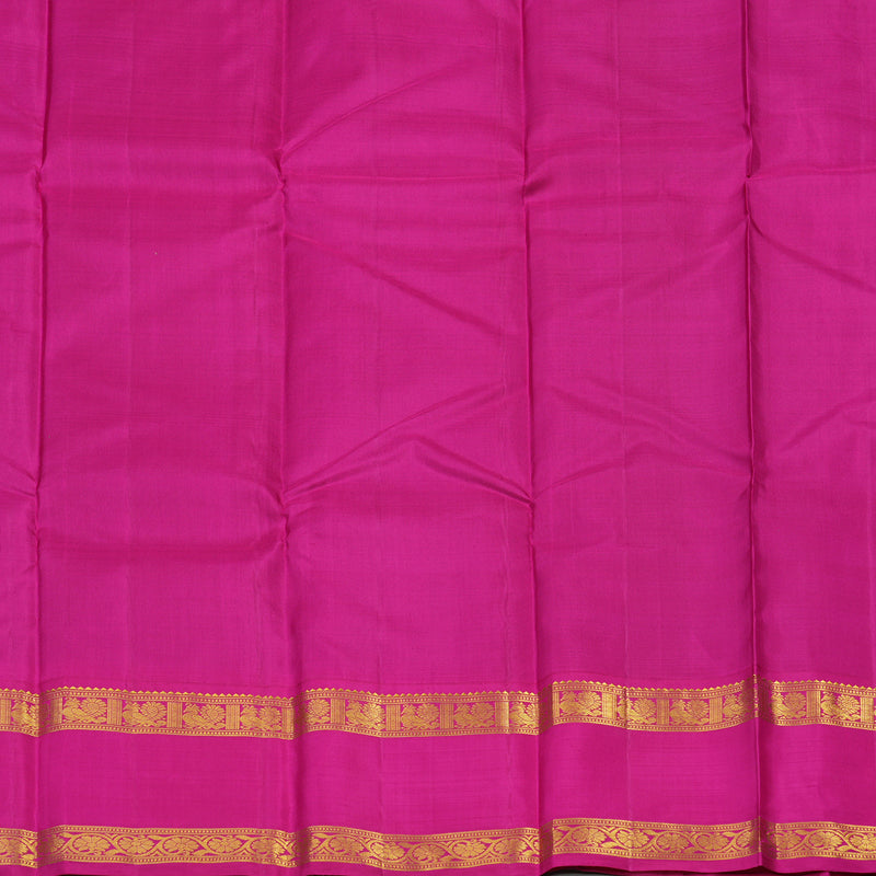 Hayagrivas Handloom Fluorescent Green Kanjivaram Silk Saree with Rani Pink Border KBE1501J3-1
