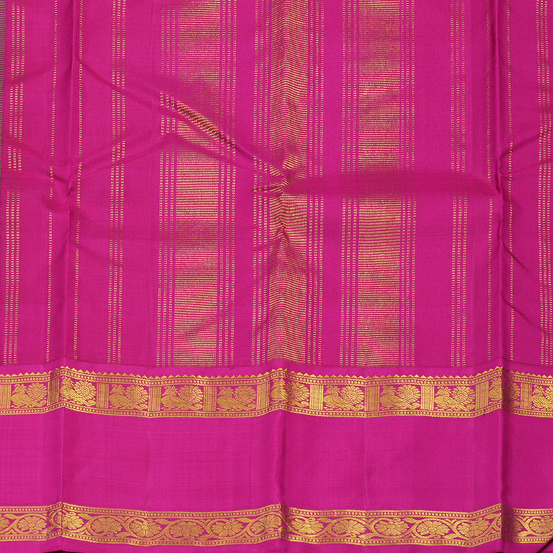 Hayagrivas Handloom Fluorescent Green Kanjivaram Silk Saree with Rani Pink Border KBE1501J3-1