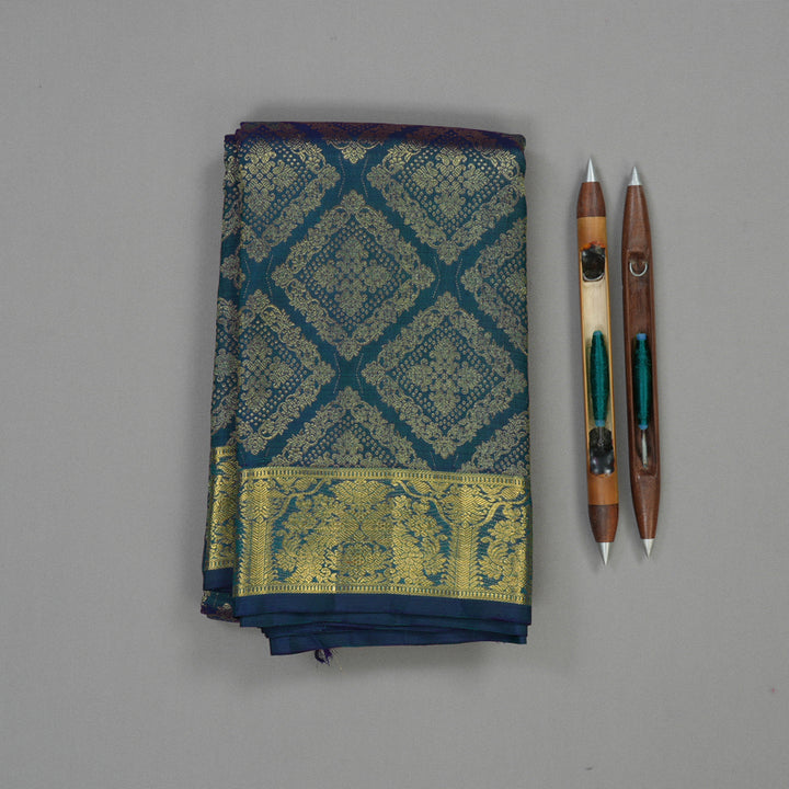 Hayagrivas Handloom Peacock Green Bridal Kanjivaram Silk Saree KBE1502J1-1