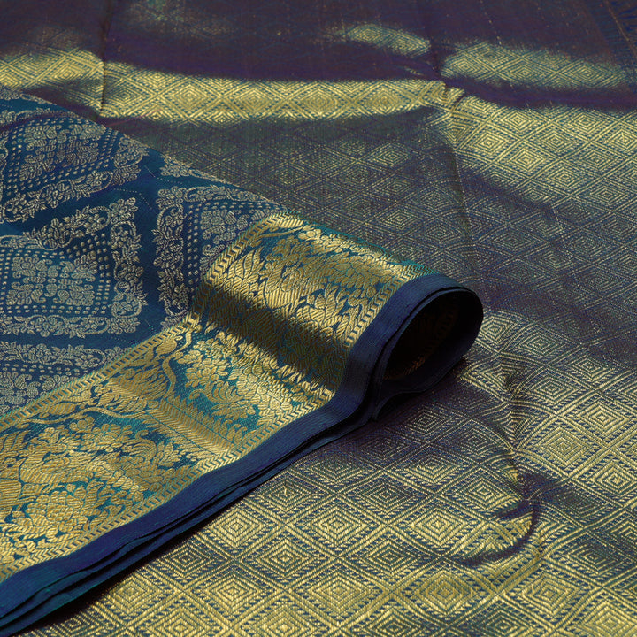 Hayagrivas Handloom Peacock Green Bridal Kanjivaram Silk Saree KBE1502J1-1