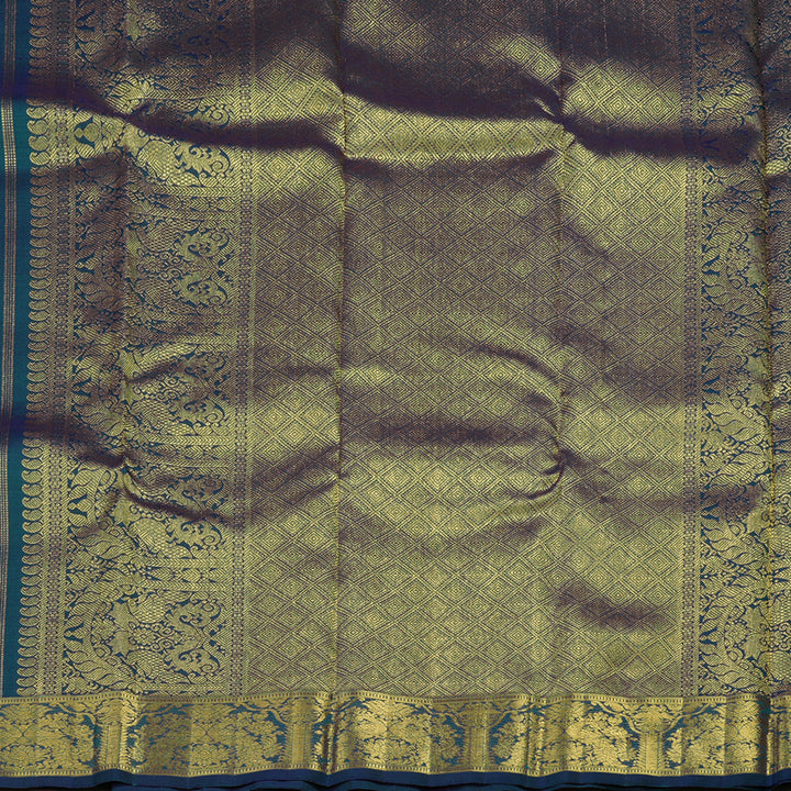 Hayagrivas Handloom Peacock Green Bridal Kanjivaram Silk Saree KBE1502J1-1