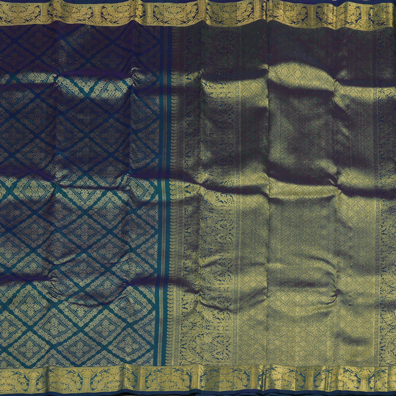 Hayagrivas Handloom Peacock Green Bridal Kanjivaram Silk Saree KBE1502J1-1