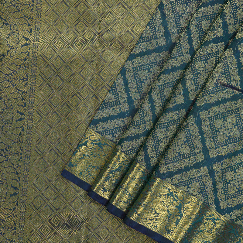 Hayagrivas Handloom Peacock Green Bridal Kanjivaram Silk Saree KBE1502J1-1