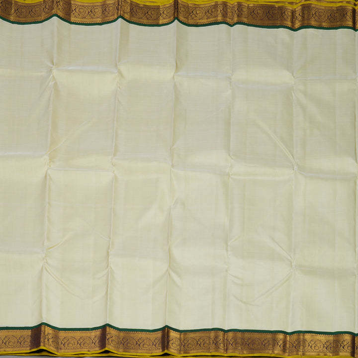 Hayagrivas Handloom Light Elaichi Green Kanjivaram Silk Saree with Deep Purple border KBE1503J2-1