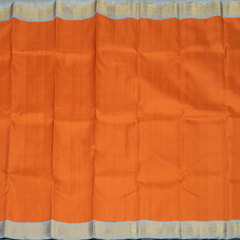 Hayagrivas Handloom Orange Kanjivaram Silk Saree with Powder Blue Border KBE1503J2-2