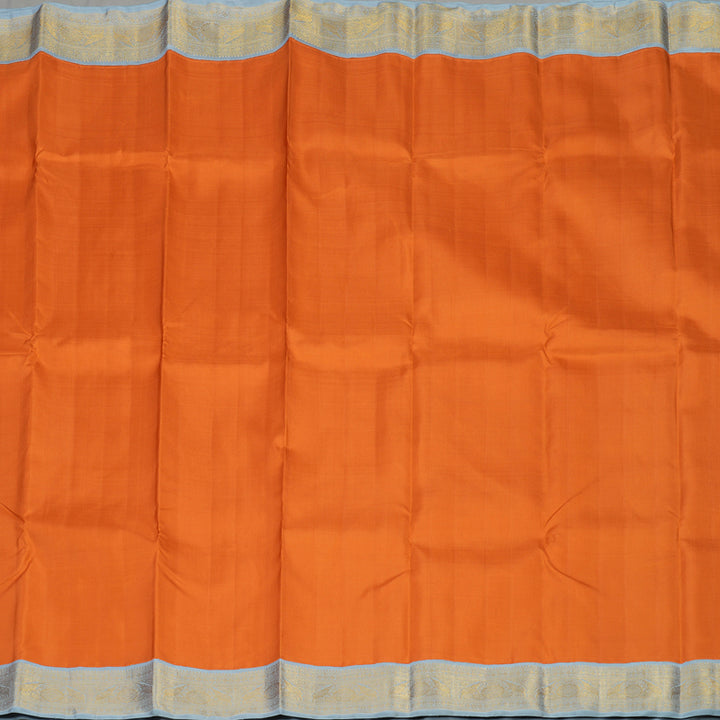 Hayagrivas Handloom Orange Kanjivaram Silk Saree with Powder Blue Border KBE1503J2-2