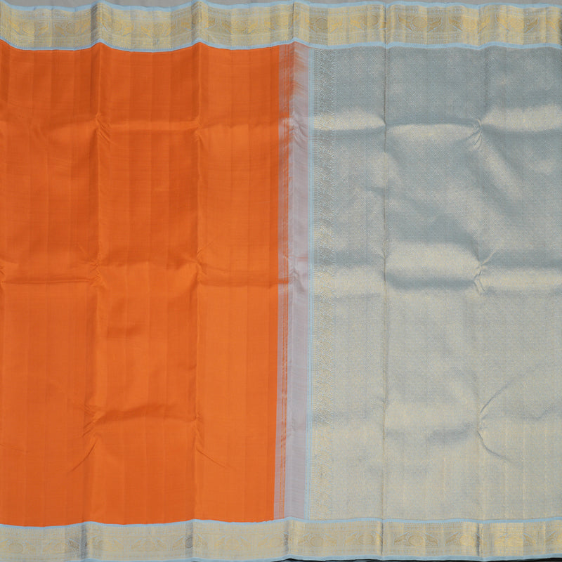 Hayagrivas Handloom Orange Kanjivaram Silk Saree with Powder Blue Border KBE1503J2-2