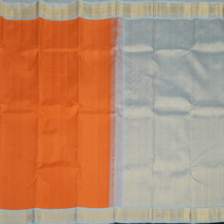 Hayagrivas Handloom Orange Kanjivaram Silk Saree with Powder Blue Border KBE1503J2-2
