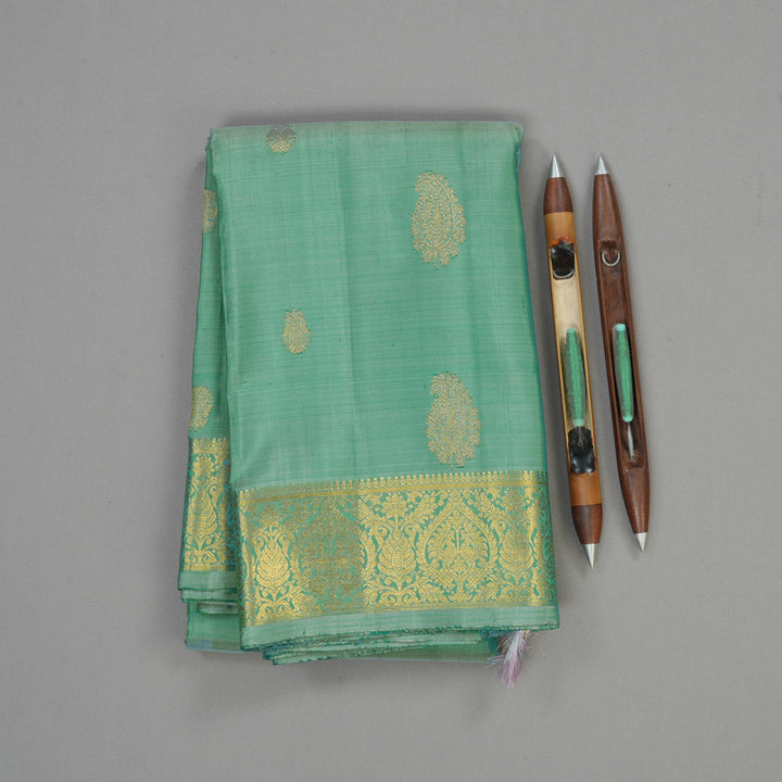 Hayagrivas Handloom Dual Tone (Powder Blue & Green) Kanjivaram Silk Saree KBE1503J3-2