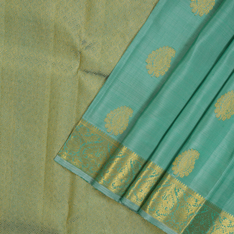 Hayagrivas Handloom Dual Tone (Powder Blue & Green) Kanjivaram Silk Saree KBE1503J3-2
