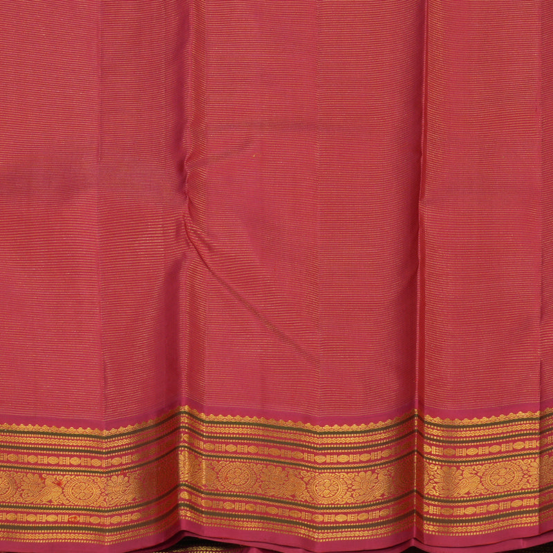 Hayagrivas Handloom Parrot Green Kanjivaram Silk Saree with Maroon Border KBE1504J1-4