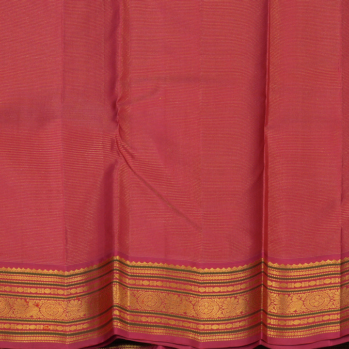 Hayagrivas Handloom Parrot Green Kanjivaram Silk Saree with Maroon Border KBE1504J1-4