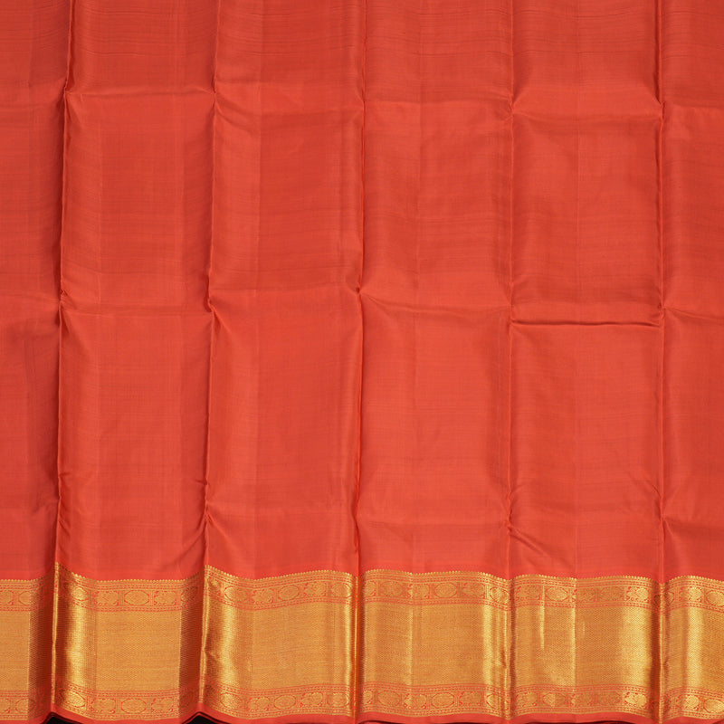 Hayagrivas Dark Green Kanjivaram Pattu Pavadai with Reddish-Orange border KBE1505J20-1