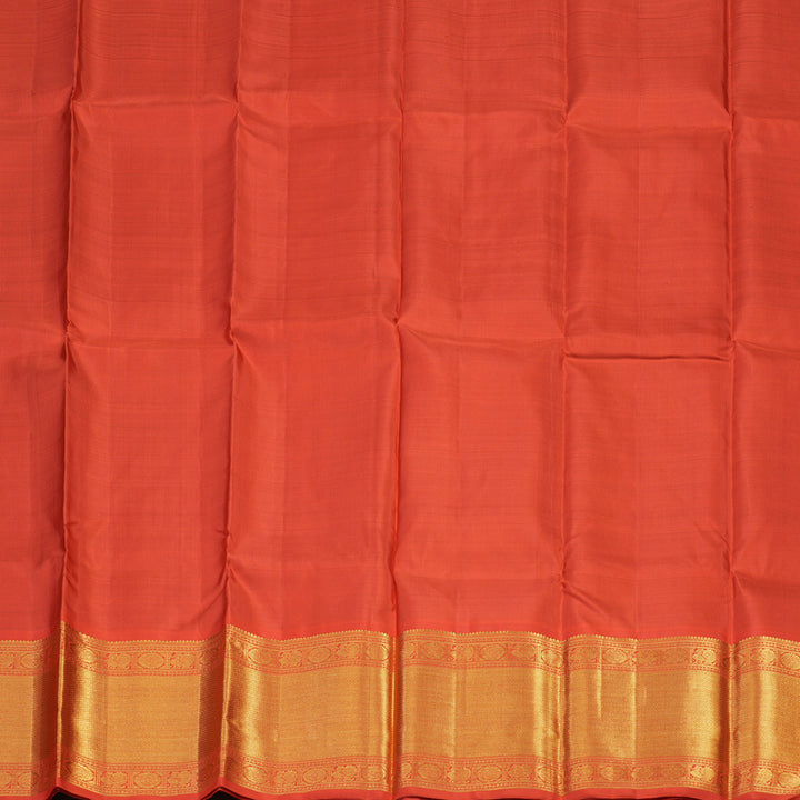 Hayagrivas Dark Green Kanjivaram Pattu Pavadai with Reddish-Orange border KBE1505J20-1