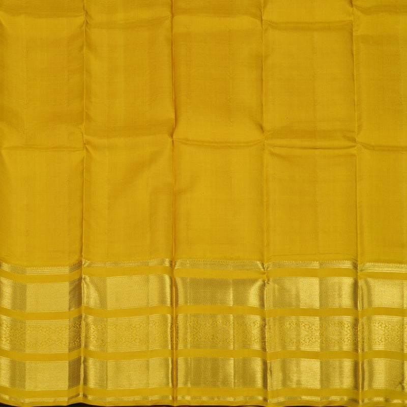 Hayagrivas Handloom Rani Pink Kanjivaram Pattu Pavadai with Mango Yellow Border KBE1505J23-1