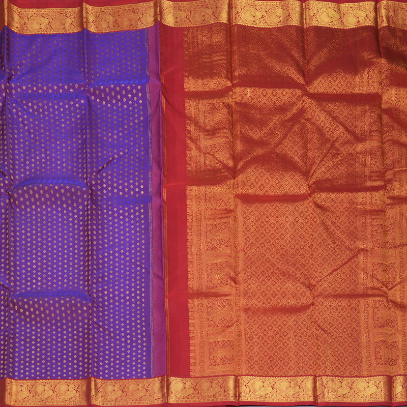 Hayagrivas Handloom Purple Kanjivaram Silk Saree with Maroon Border KBE1505J4-1