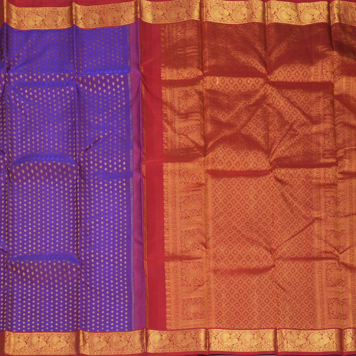 Hayagrivas Handloom Purple Kanjivaram Silk Saree with Maroon Border KBE1505J4-1