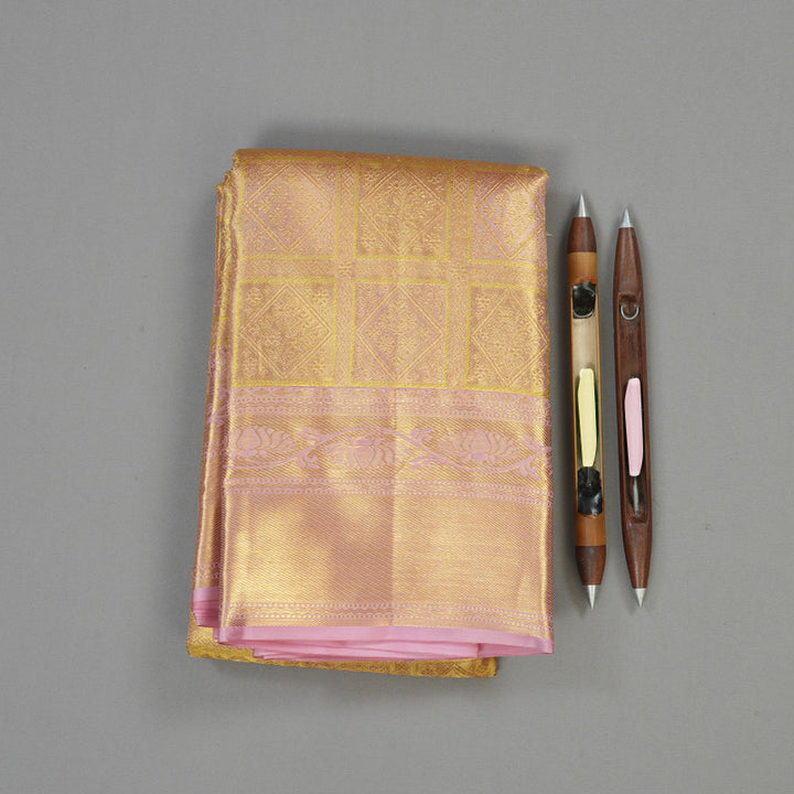 Hayagrivas Handloom Golden Pink Bridal Kanjivaram Silk Saree KBE1508J2-3