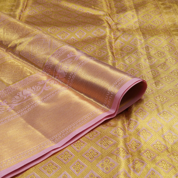 Hayagrivas Handloom Golden Pink Bridal Kanjivaram Silk Saree KBE1508J2-3
