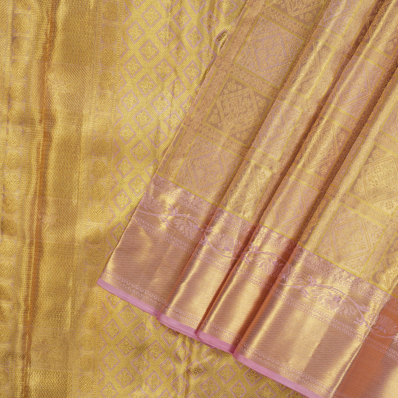 Hayagrivas Handloom Golden Pink Bridal Kanjivaram Silk Saree KBE1508J2-3